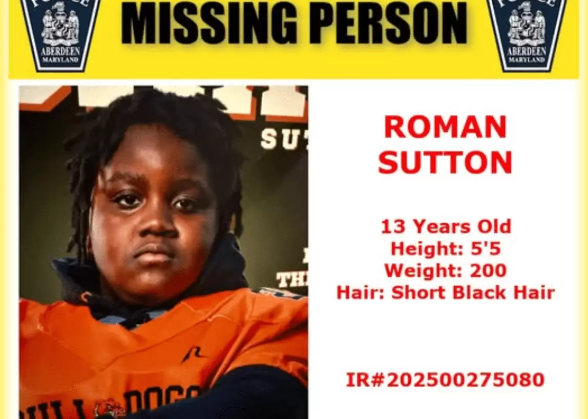 Search Underway for 13-Year-Old Football Player Roman Sutton in Maryland