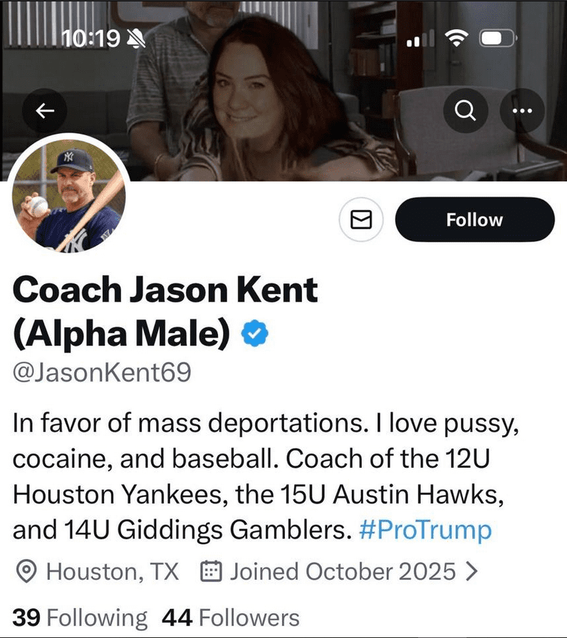 12U Houston Yankees Coach Accused of Racism for Posting “Cry Harder Blackie” While Coaching Kids