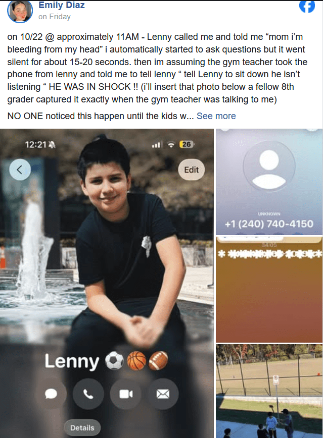 Mom Outraged After Son Lenny Suffers Skull Fracture in Gym Class Assault School Waited Hours to Call Police and Let Attacker Return to Class (2)